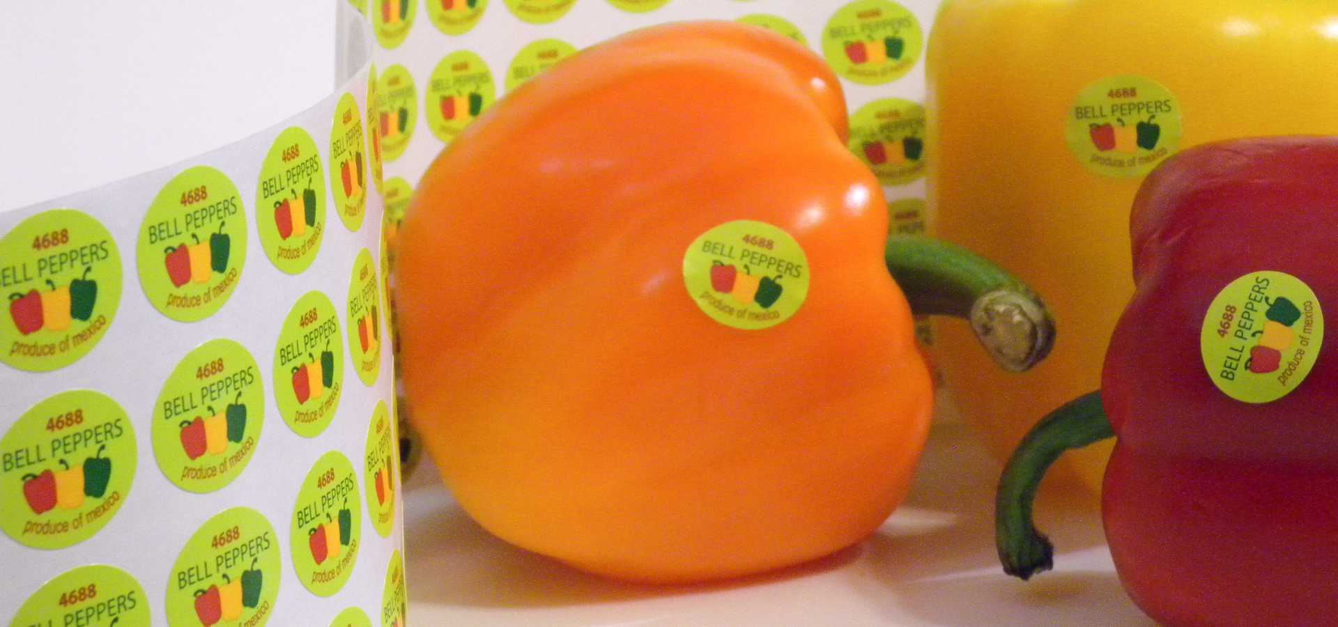 Etiquetas autoadheribles para frutas y hortalizas